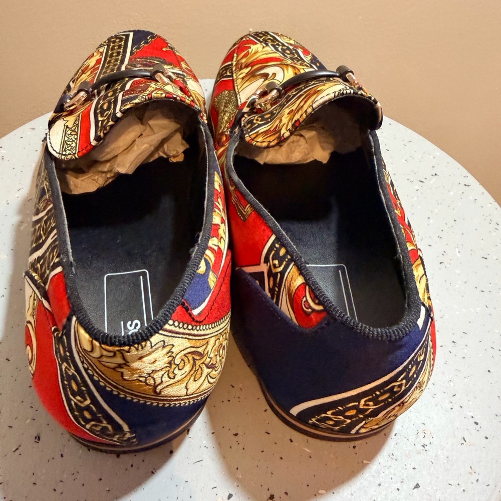 ASOS Red and Blue Patterned Loafers - Picture 2 of 4